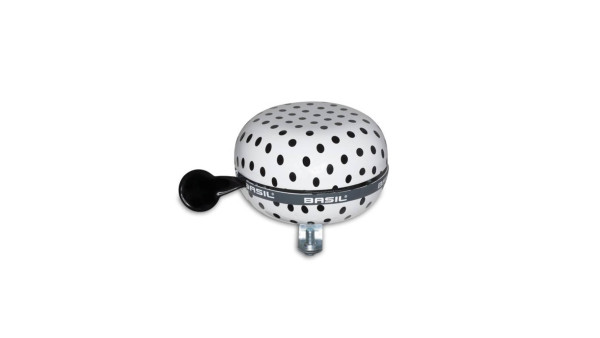 Ding-Dong Glocke Basil Polka Dot white/black dots, Metall, Ø80mm, 7x7x5cm